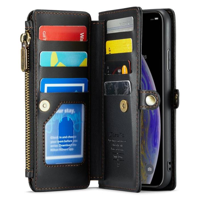 Caseme - CASEME C36 iPhone XS Max läderfodral med kortfack - Svart