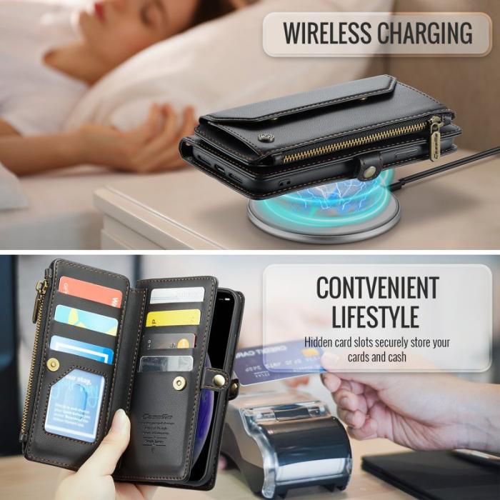 Caseme - CASEME C36 iPhone XS Max läderfodral med kortfack - Svart