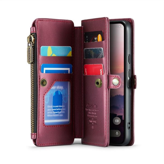Caseme - CASEME C36 Läderfodral för Google Pixel 10 Pro - Vinröd