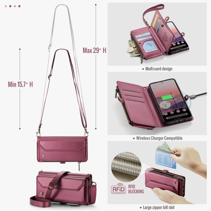 Caseme - CASEME C36 Läderfodral för Google Pixel 10 Pro - Vinröd