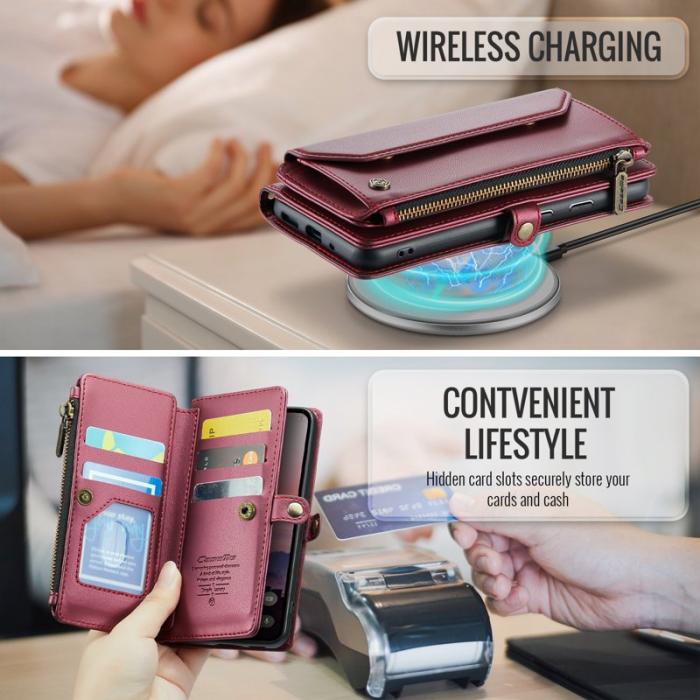 Caseme - CASEME C36 Läderfodral för Google Pixel 10 Pro - Vinröd