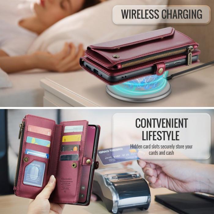 Caseme - CASEME C36 Läderfodral för Google Pixel 10 Pro XL - Vinröd