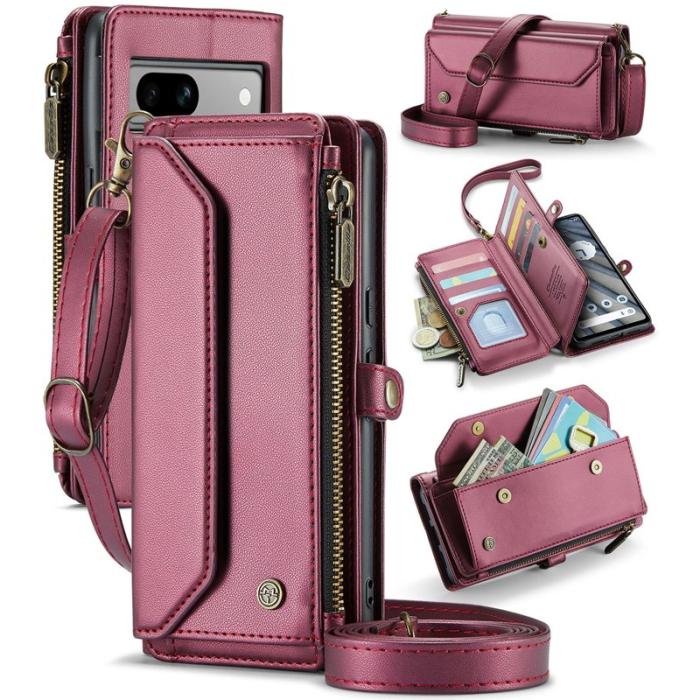 Caseme - CASEME C36 Läderfodral för Google Pixel 7a - Vinröd