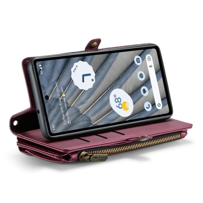 Caseme - CASEME C36 Läderfodral för Google Pixel 7a - Vinröd