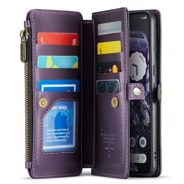 Caseme - CASEME Plånboksfodral Konstläder för Google Pixel 8 - Lila med kortfack