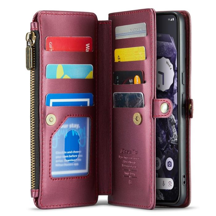 Caseme - CASEME Plånboksfodral Konstläder för Google Pixel 8 - Vinröd