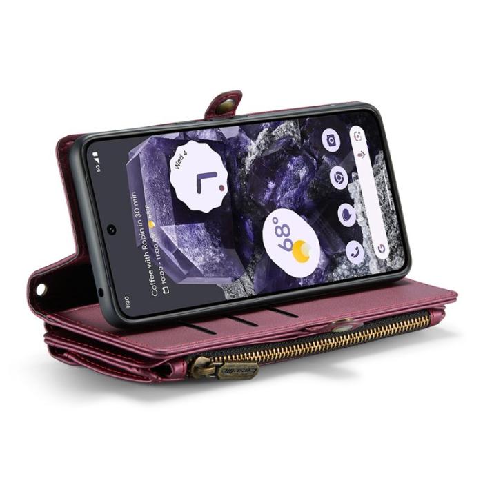 Caseme - CASEME Plånboksfodral Konstläder för Google Pixel 8 - Vinröd