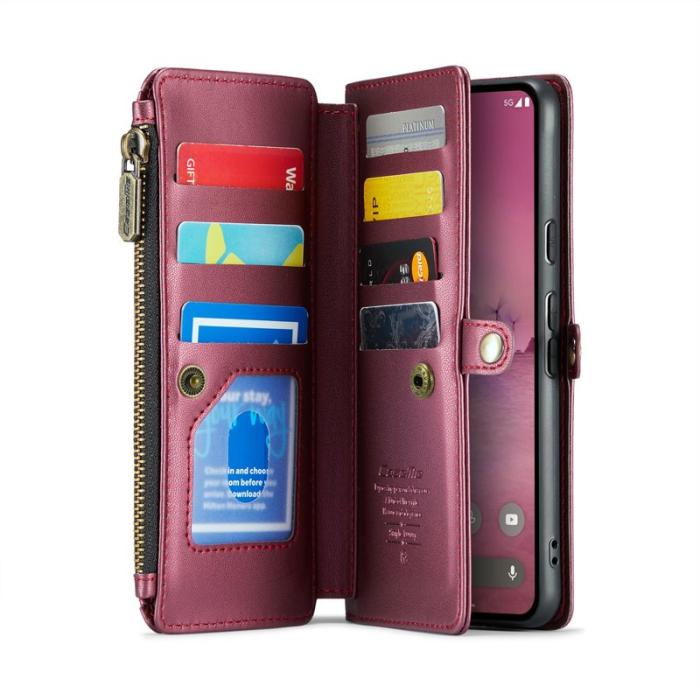 Caseme - CASEME C36 Läderfodral för Google Pixel 9 Pro XL - Vinröd