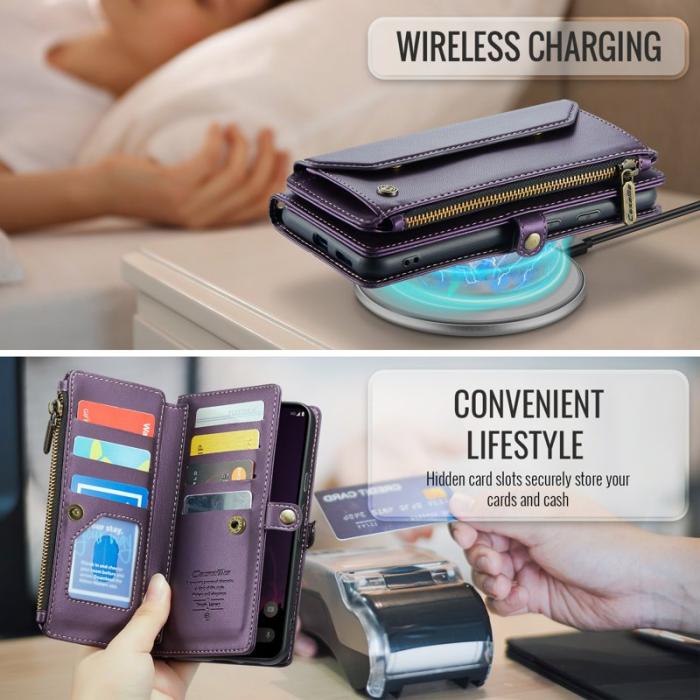 Caseme - CASEME C36 Läderfodral för Google Pixel 9a med kortfack - Lila