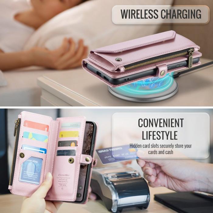 Caseme - CASEME C36 Läderfodral för Google Pixel 9a med kortfack - Rosa