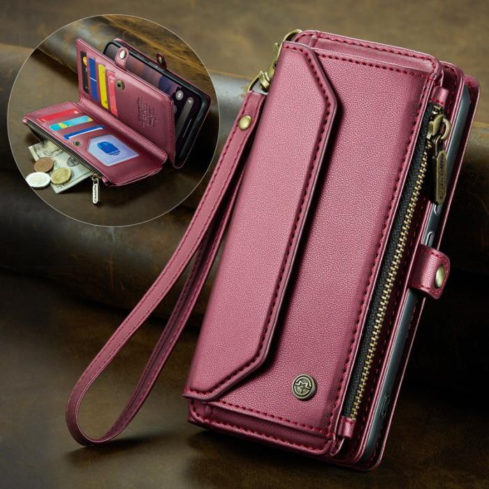 Caseme - CASEME C36 Läderfodral för Google Pixel 9a med kortfack - Vinröd