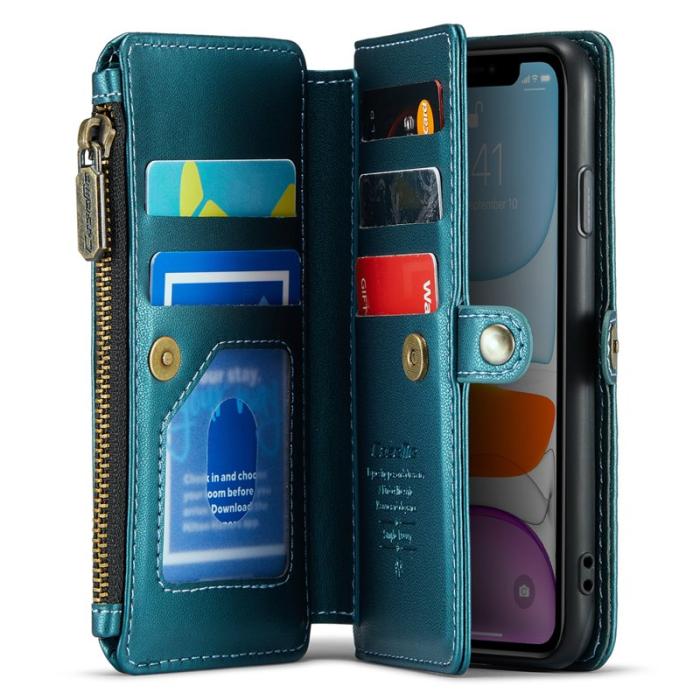 Caseme - CASEME C36 Läderfodral för iPhone 11 med kortfack - Grön