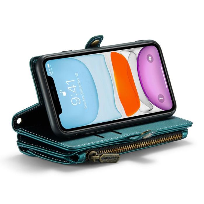 Caseme - CASEME C36 Läderfodral för iPhone 11 med kortfack - Grön