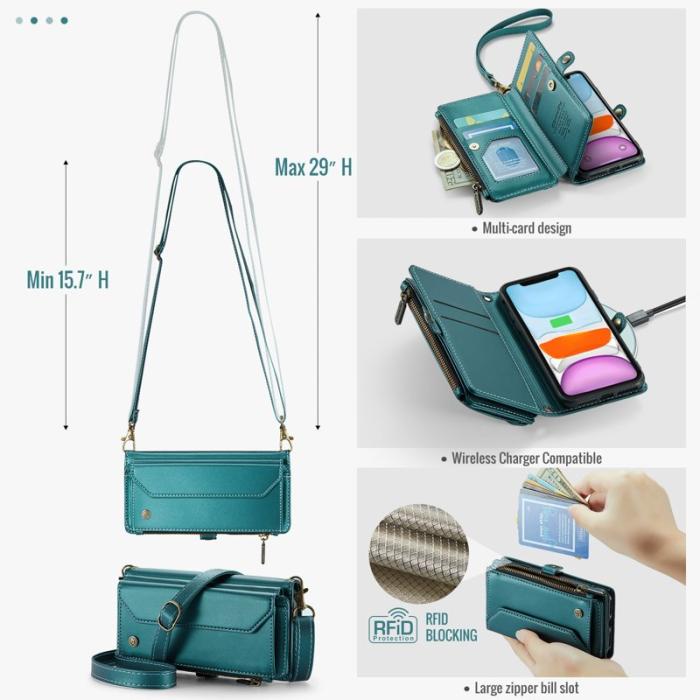 Caseme - CASEME C36 Läderfodral för iPhone 11 med kortfack - Grön