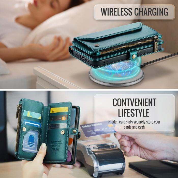 Caseme - CASEME C36 Läderfodral för iPhone 11 med kortfack - Grön