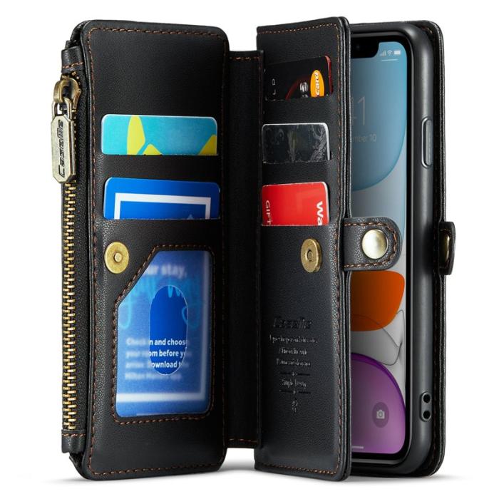 Caseme - CASEME C36 Läderfodral för iPhone 11 med kortfack - Svart