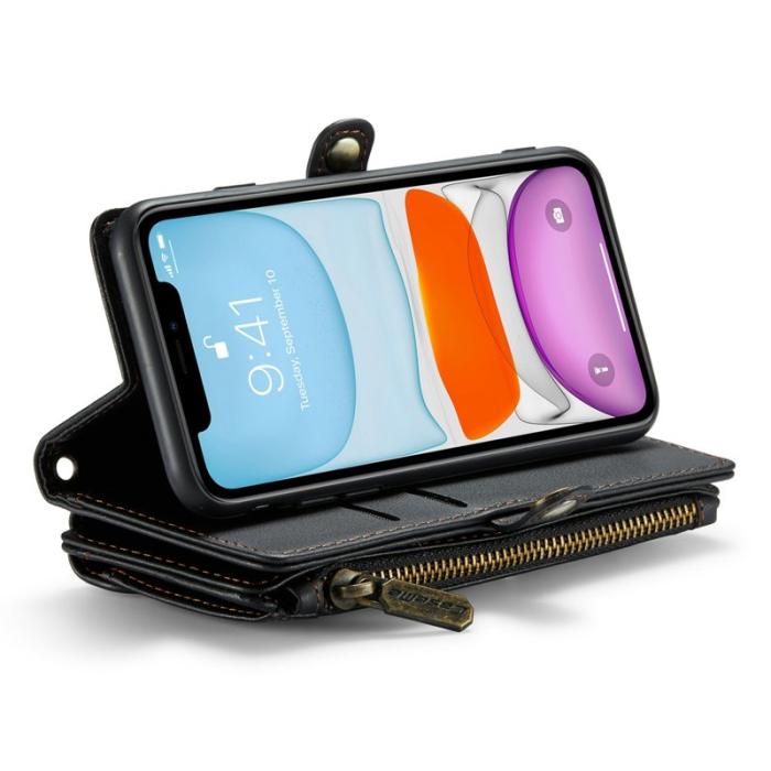 Caseme - CASEME C36 Läderfodral för iPhone 11 med kortfack - Svart