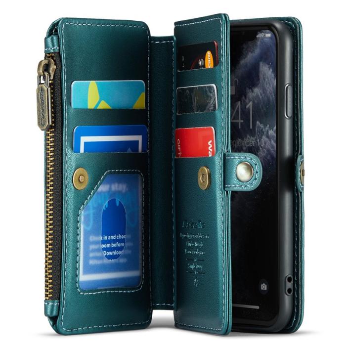 Caseme - CASEME C36 Läderfodral för iPhone 11 Pro med kortfack - Grön