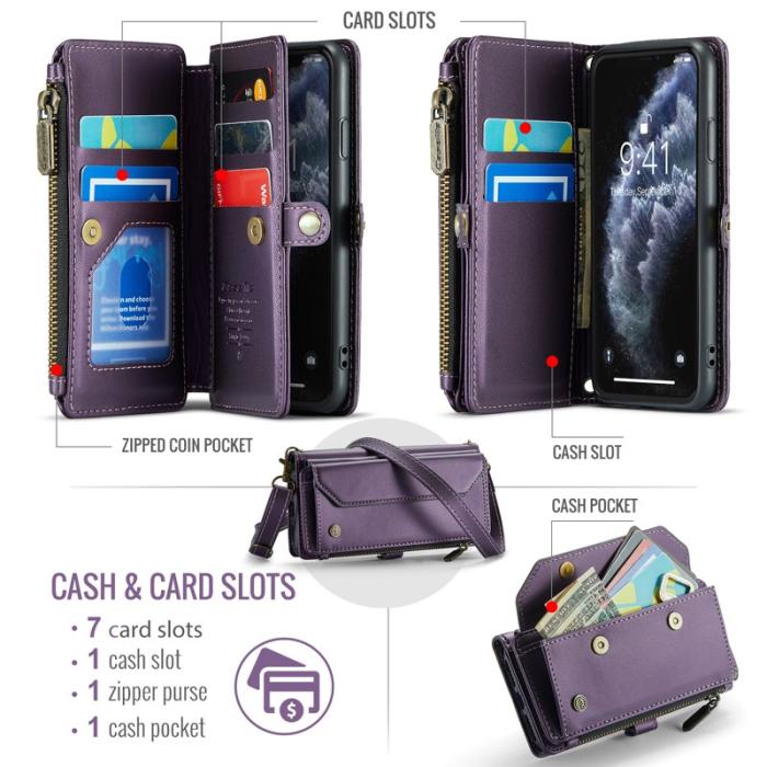 Caseme - CASEME C36 Läderfodral för iPhone 11 Pro med kortfack - Lila