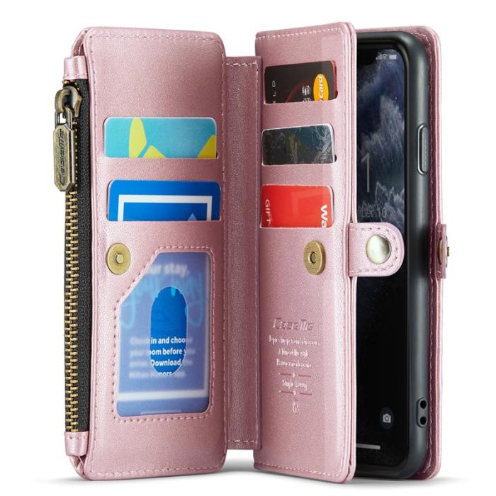 Caseme - CASEME C36 Läderfodral för iPhone 11 Pro med kortfickor - Rosa
