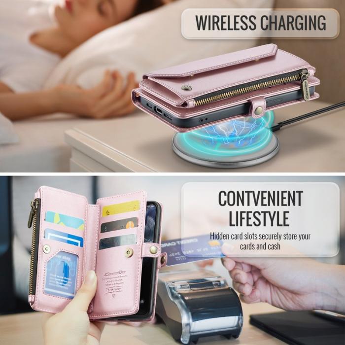 Caseme - CASEME C36 Läderfodral för iPhone 11 Pro med kortfickor - Rosa