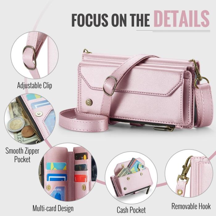 Caseme - CASEME C36 Läderfodral för iPhone 11 Pro med kortfickor - Rosa