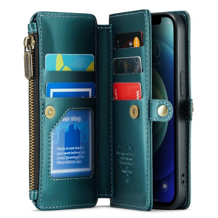 Caseme - CASEME Plånboksfodral Konstläder för iPhone 12/12 Pro - Grön