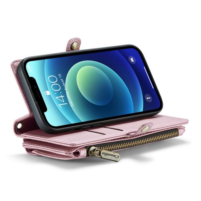 Caseme - CASEME Plånboksfodral Konstläder för iPhone 12/12 Pro - Rosa