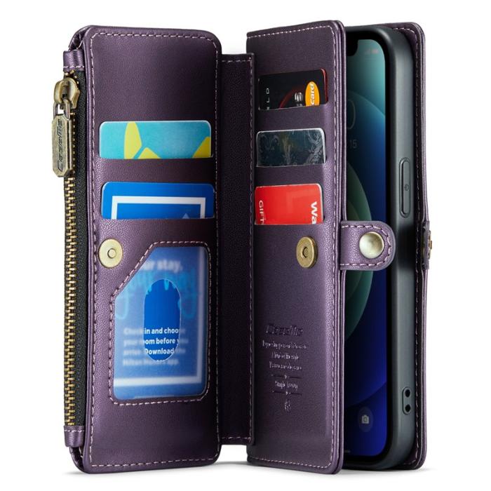 Caseme - CASEME C36 Läderfodral för iPhone 12 mini med kortfack - Lila