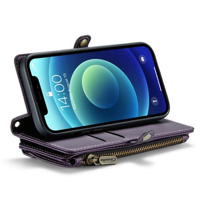 Caseme - CASEME C36 Läderfodral för iPhone 12 mini med kortfack - Lila