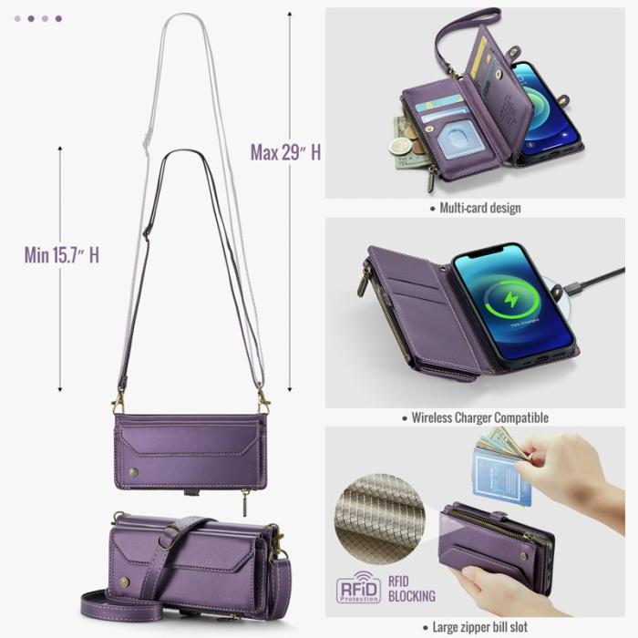 Caseme - CASEME C36 Läderfodral för iPhone 12 mini med kortfack - Lila