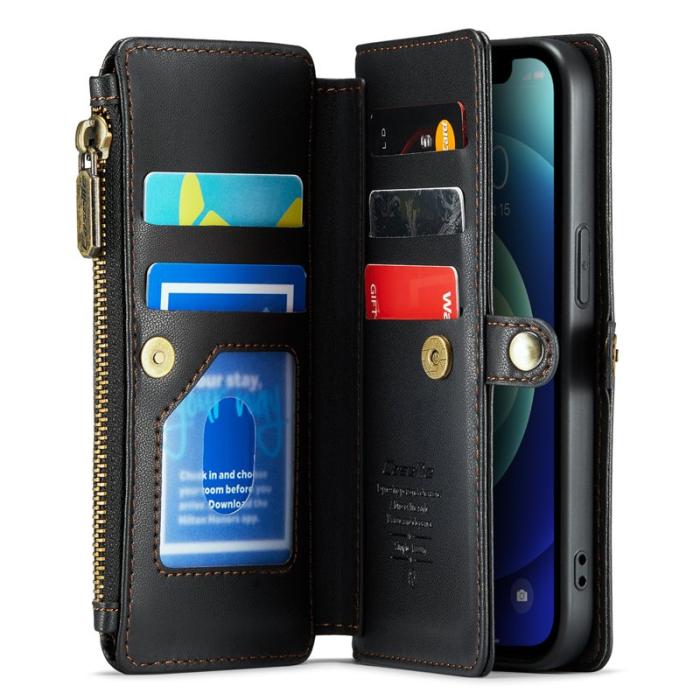 Caseme - CASEME C36 Läderfodral för iPhone 12 mini med kortfack - Svart