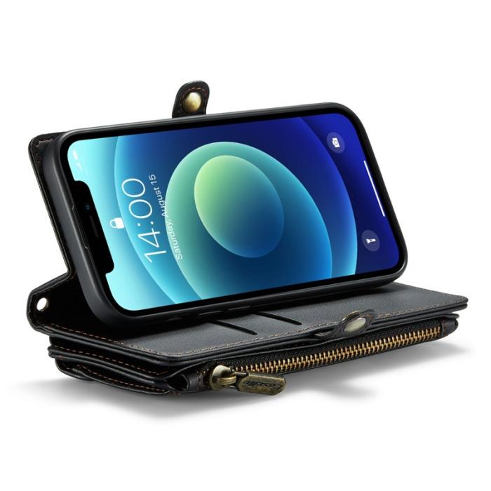 Caseme - CASEME C36 Läderfodral för iPhone 12 mini med kortfack - Svart