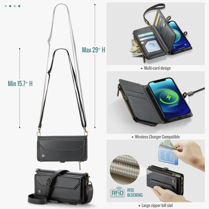 Caseme - CASEME C36 Läderfodral för iPhone 12 mini med kortfack - Svart