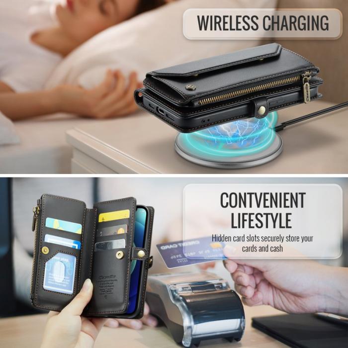 Caseme - CASEME C36 Läderfodral för iPhone 12 mini med kortfack - Svart