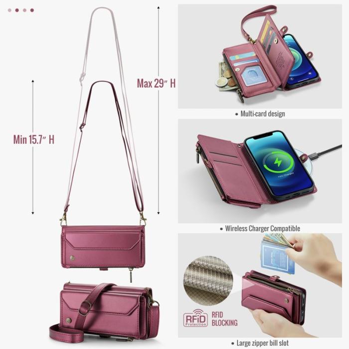 Caseme - CASEME C36 Läderfodral för iPhone 12 mini - Vinröd