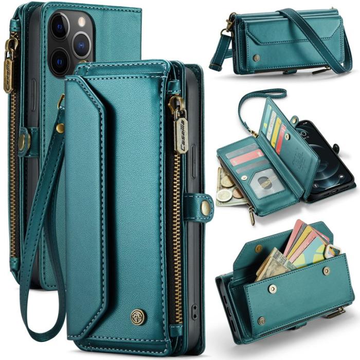 Caseme - CASEME Plånboksfodral Konstläder för iPhone 12 Pro Max - Grön
