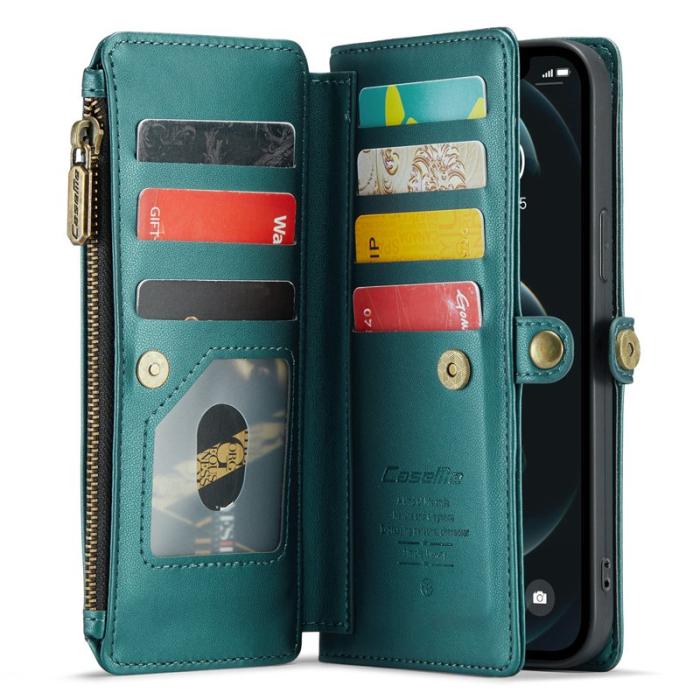 Caseme - CASEME Plånboksfodral Konstläder för iPhone 12 Pro Max - Grön
