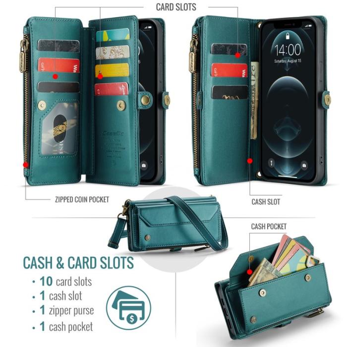 Caseme - CASEME Plånboksfodral Konstläder för iPhone 12 Pro Max - Grön