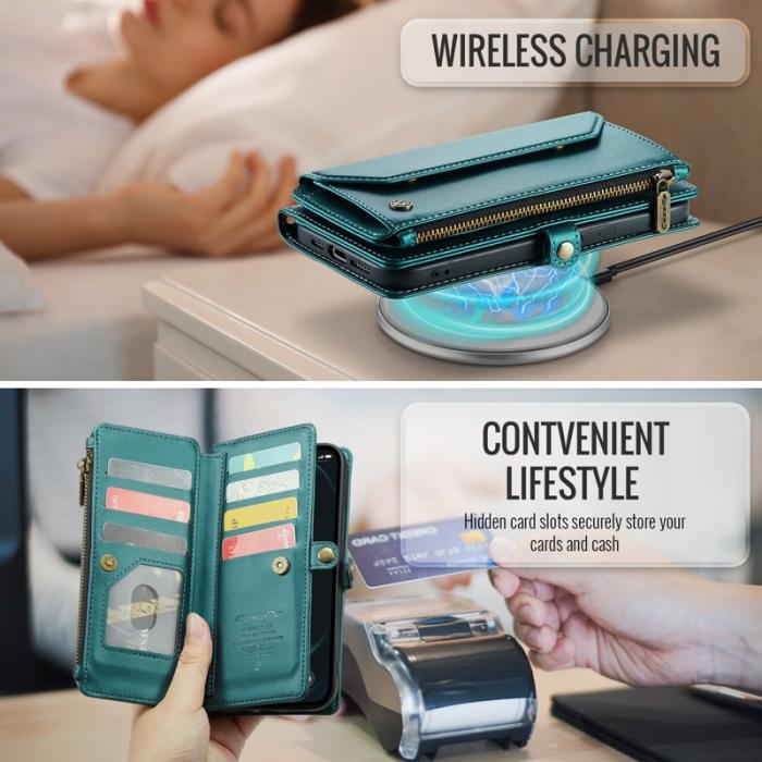 Caseme - CASEME Plånboksfodral Konstläder för iPhone 12 Pro Max - Grön