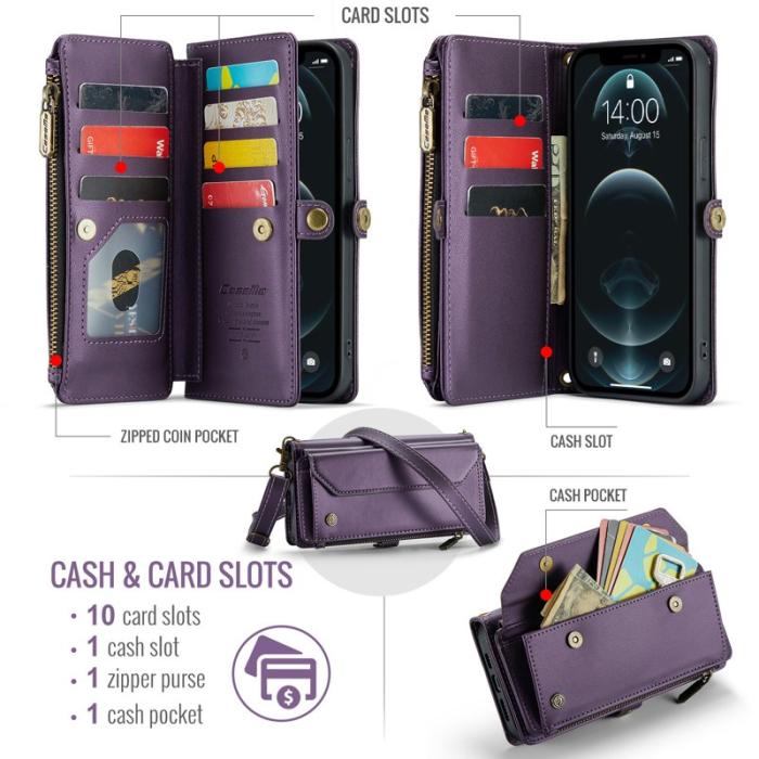 Caseme - CASEME Plånboksfodral Konstläder för iPhone 12 Pro Max - Lila