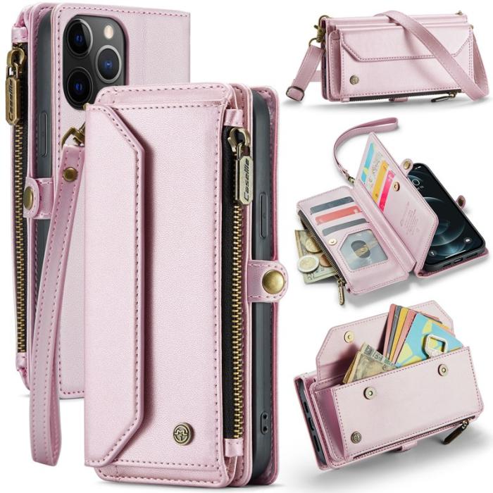 Caseme - CASEME Plånboksfodral Konstläder för iPhone 12 Pro Max - Rosa
