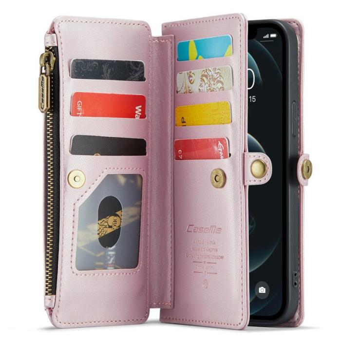 Caseme - CASEME Plånboksfodral Konstläder för iPhone 12 Pro Max - Rosa
