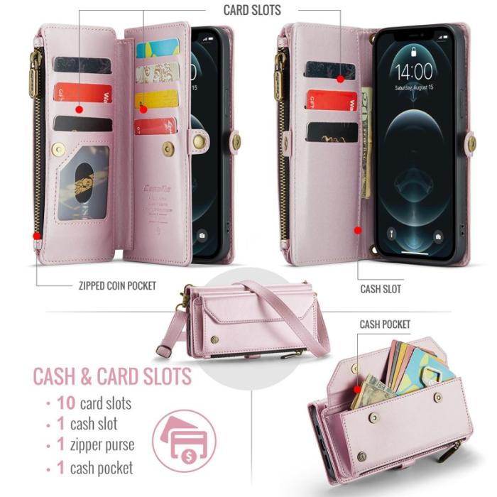 Caseme - CASEME Plånboksfodral Konstläder för iPhone 12 Pro Max - Rosa