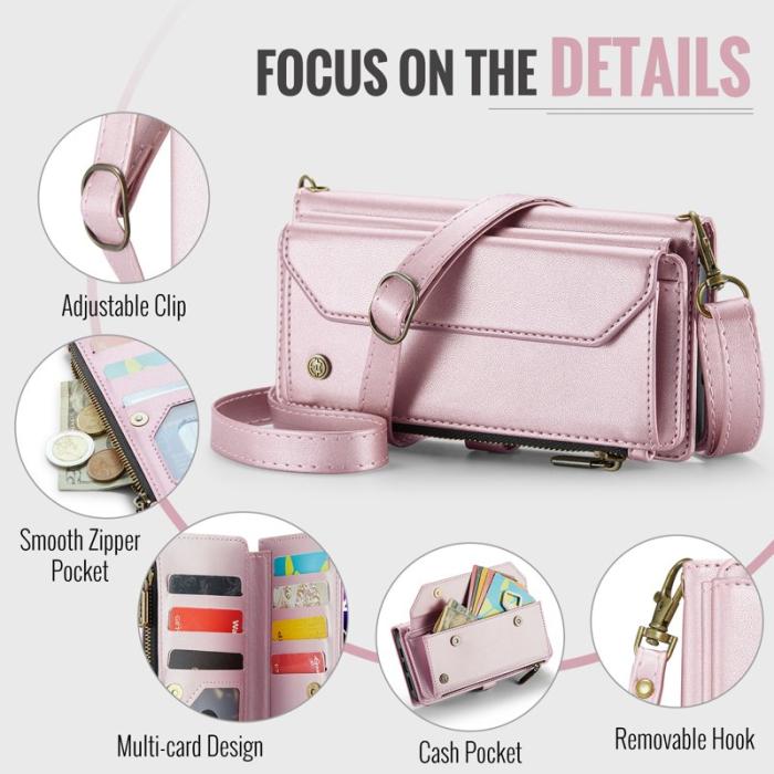 Caseme - CASEME Plånboksfodral Konstläder för iPhone 12 Pro Max - Rosa