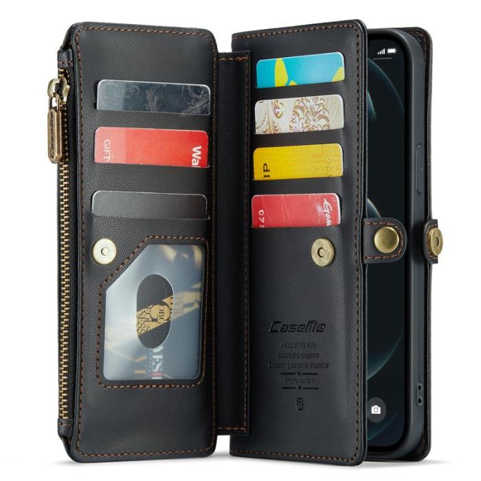 Caseme - CASEME Plånboksfodral Konstläder för iPhone 12 Pro Max - Svart