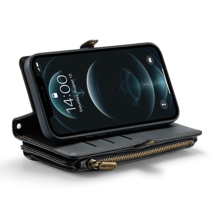 Caseme - CASEME Plånboksfodral Konstläder för iPhone 12 Pro Max - Svart