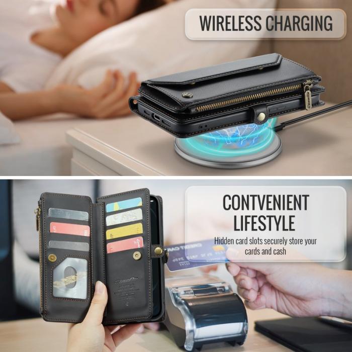 Caseme - CASEME Plånboksfodral Konstläder för iPhone 12 Pro Max - Svart