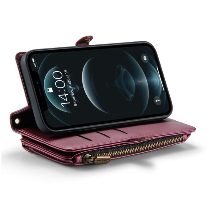 Caseme - CASEME Plånboksfodral Konstläder för iPhone 12 Pro Max - Vinröd