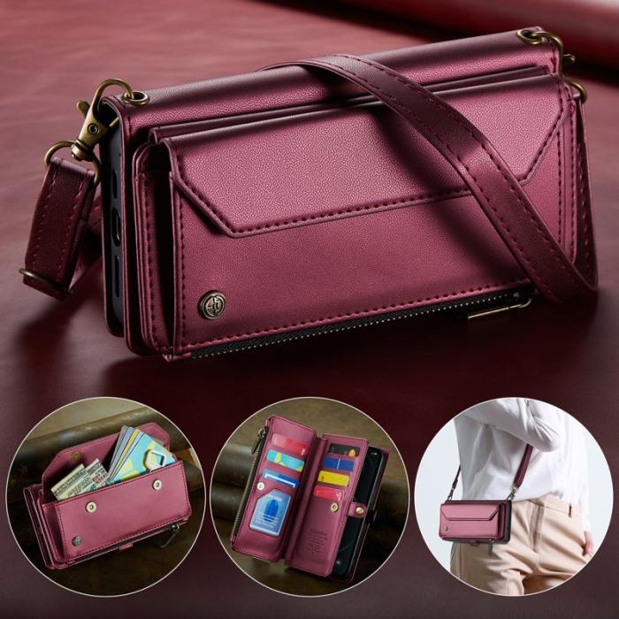 Caseme - CASEME Plånboksfodral Konstläder för iPhone 12 Pro Max - Vinröd